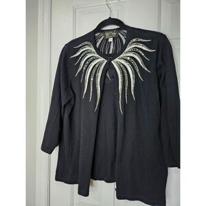 Bob Mackie Size Medium Black Cardigan With Sequins